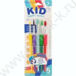 Кисть набор  5шт /нейлон плоские,круглые №2,4,6,12,10/цветные, с фигурным мягким держателем для  NEW | Фото 2