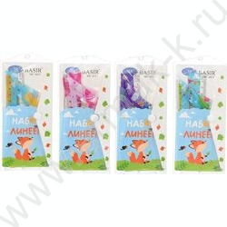 Геометрический набор 4предм Лиса /пластиковые с рисунком; 2 треугольника, транспортир, линейка 1 NEW | Фото 1