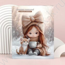 Дневник 1-11кл. /тв.обл./выб. Уф-лак/мат.лам. "Девочка с котенком и кофе" NEW | Фото 8