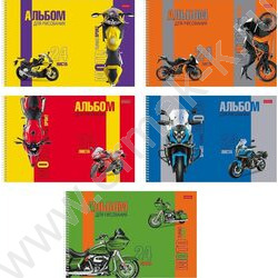 Альбом д/рисования-спираль 24л "TurboМото" /перфорация/ 5видов NEW | Фото 1