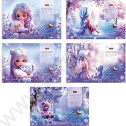 Альбом д/рисования-спираль 24л "Лилу" /перфорация /ламинац.SOFT-TOUCH/ 5видов NEW | Фото 1