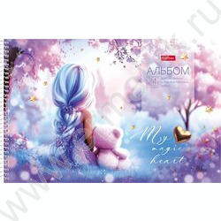 Альбом д/рисования-спираль 24л "Лилу" /перфорация /ламинац.SOFT-TOUCH/ 5видов NEW | Фото 3