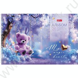 Альбом д/рисования-спираль 24л "Лилу" /перфорация /ламинац.SOFT-TOUCH/ 5видов NEW | Фото 6