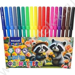 Фломастеры  18цв Еноты вентилируемый колпачок,корпус круглый, ПВХ- упаковка с европодвесом NEW | Фото 1