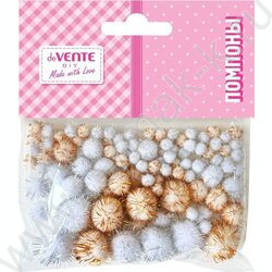 Помпоны "DIY" 100шт, золотые и серебряные: 3см – 10шт, 2см – 20шт, 1см – 70шт NEW | Фото 1