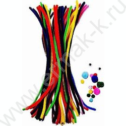 Набор д/творчества проволока синельная (d=0.6 см, длина 30 см, 50 шт.) помпоны - 10 шт., глазки  NEW | Фото 1