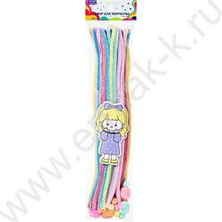 Набор д/творчества проволока синельная (d=0.6 см, длина 30 см, 50 шт.) помпоны - 10 шт., глазки  NEW | Фото 2