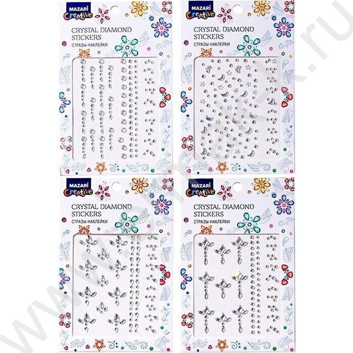 Наклейки-стразы пластиковые Ассорти ОПП-упаковка NEW | Фото 1
