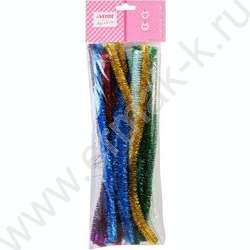 Проволока пушистая 30см/15мм 18шт Шенил "Блестящая" /цвет ассорти /блистер NEW | Фото 1