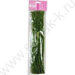 Проволока пушистая 30см/6мм 30шт Шенил "Блестящая" /цвет зеленая /блистер NEW | Фото 1