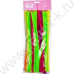 Проволока пушистая Шенил  D15мм*30см, ассорти неоновых цветов, 30шт "Neon" /блистер NEW | Фото 1