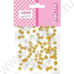 Пайетки декоративные Snowflakes  15г, формы снежинок, золотые и серебряные /блистер NEW | Фото 1