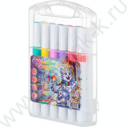 Маркер акриловый /набор 12цв/ на водной основе,1-5мм,с мягкой кистью,белый корпус,уп.пл.бокc "Ир NEW | Фото 1