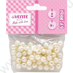 Бусины пластиковые  15г. "Creamy Dream" /размер 8мм, кремовые /блистер NEW | Фото 1