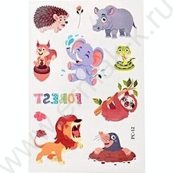 Тату стикеры Животные 2л ОПП-упаковка NEW | Фото 1