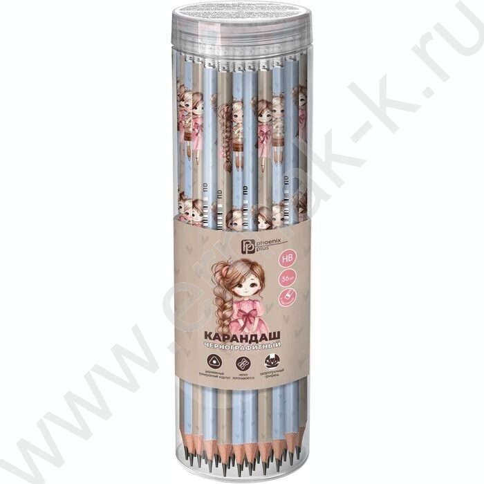 Карандаш ч/гр с ластиком HB Маленькие модницы /тубус NEW | Фото 2