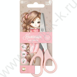 Ножницы 13,5*5,6см детские "Девочка с косой"  /длина лезвия: 5 см, нержавеющая сталь, асимметрич NEW | Фото 1