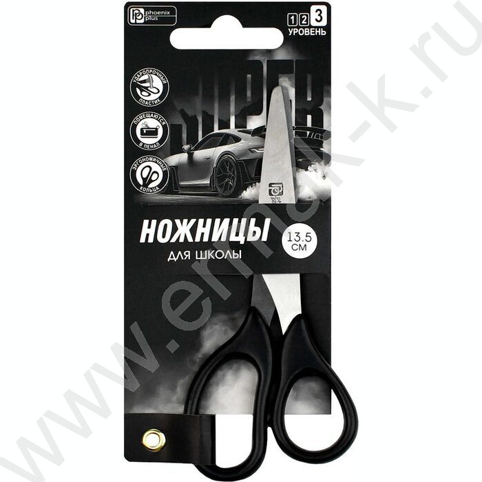 Ножницы 13,5*5,6см детские "Супер"  /длина лезвия: 5 см, нержавеющая сталь, асимметричны NEW | Фото 1