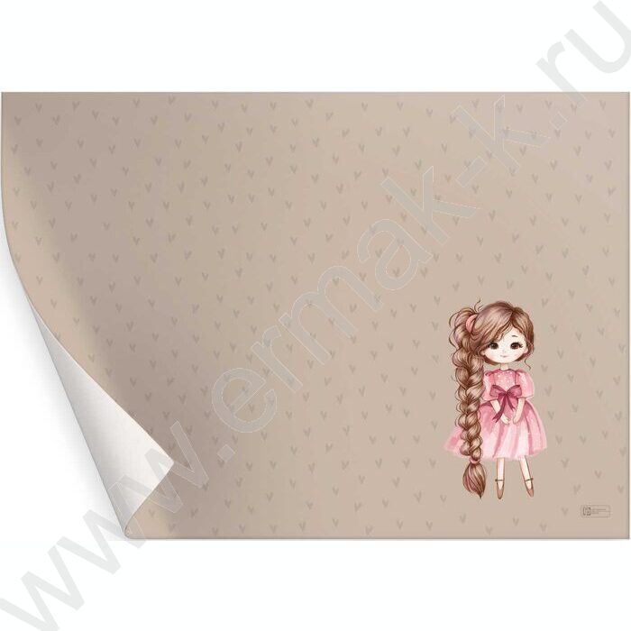 Пленка д/уроков труда 50*70см "Девочка с косой" ПВХ 130мкм ПЭТ-пакет с европодвесом NEW | Фото 1