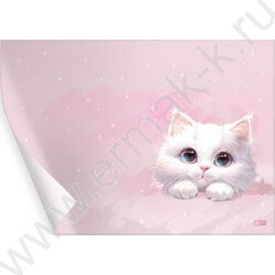 Пленка д/уроков труда 50*70см "Белый кот" ПВХ 130мкм ПЭТ-пакет с европодвесом NEW | Фото 1