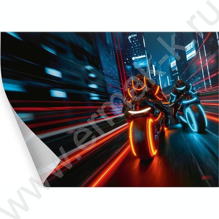 Пленка д/уроков труда 50*70см "Ночные мотоциклисты" ПВХ 130мкм ПЭТ-пакет с европодвесом NEW | Фото 1