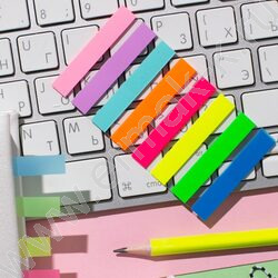 Набор самокл. этикеток-закладок 45*8мм /20л*8цв пластик европодвес | Фото 3