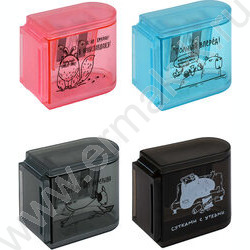 Точилка 2отв. пластик "Городские истории" /с контейнером /ассорти NEW | Фото 1