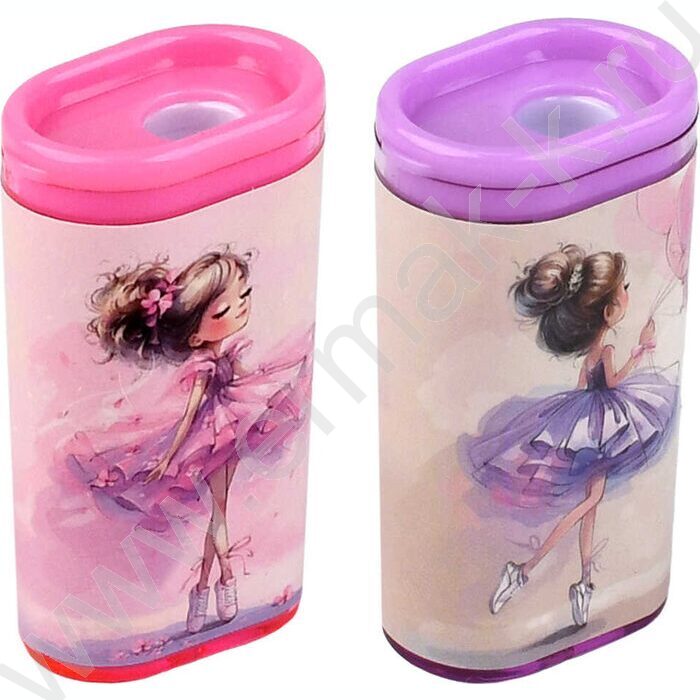 Точилка 1отв. пластик "Балерины" /с контейнером /ассорти NEW | Фото 1