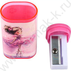 Точилка 1отв. пластик "Балерины" /с контейнером /ассорти NEW | Фото 2