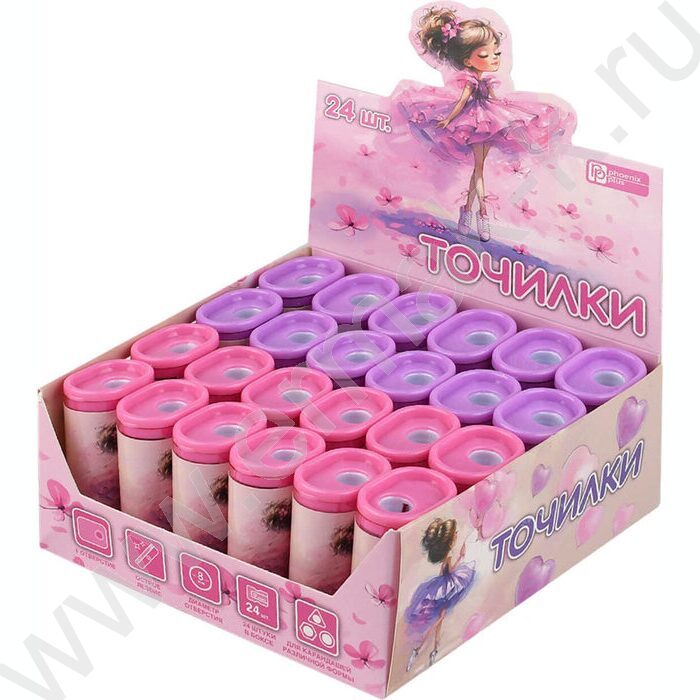 Точилка 1отв. пластик "Балерины" /с контейнером /ассорти NEW | Фото 3