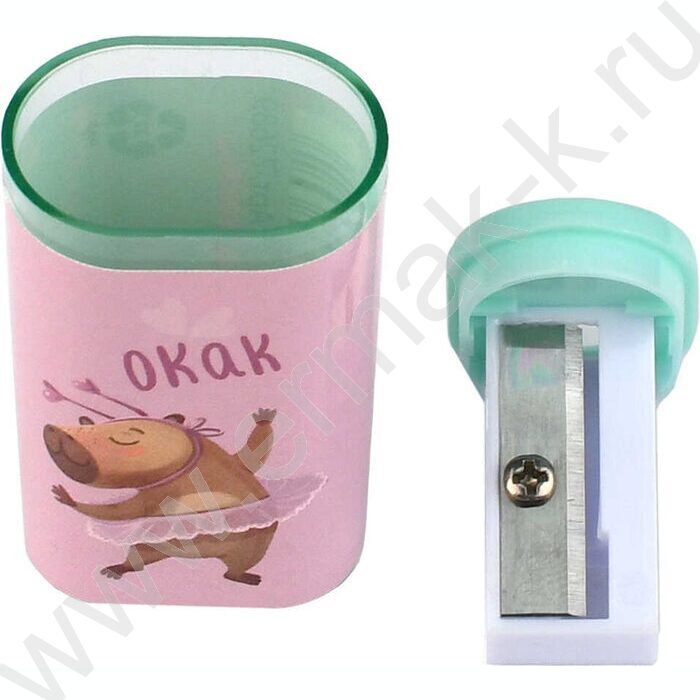 Точилка 1отв. пластик "Капибара-милашка" /с контейнером /ассорти NEW | Фото 2