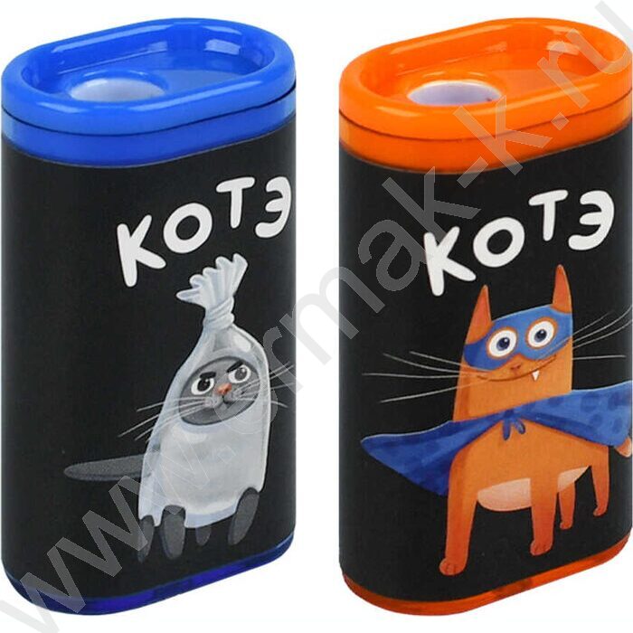 Точилка 1отв. пластик "Суперкот" /с контейнером /ассорти NEW | Фото 1