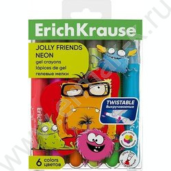 Мелки гелевые  6цв Jolly Friends Neon, выкручивающиеся NEW | Фото 1