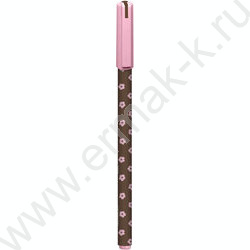 Ручка шар 0,5мм синяя Цветочки на коричневом /корпус софт-тач NEW | Фото 1