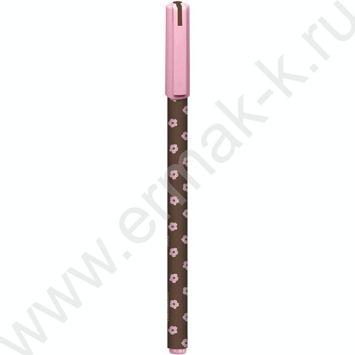 Ручка шар 0,5мм синяя Цветочки на коричневом /корпус софт-тач NEW | Фото 1