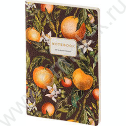 Тетрадь  60л клетка "Flora.Paradaise.Oranges" 80 г/м2 бежевая бумага,обложка иск.кожа NEW | Фото 1