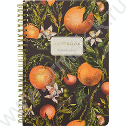 Тетрадь  60л клетка/спираль "Flora.Paradaise.Orange" 70 г/м2 бежевая бумага,мат.лам.Soft Touch,  NEW | Фото 1