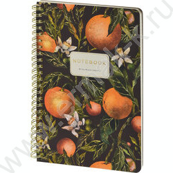 Тетрадь  60л клетка/спираль "Flora.Paradaise.Orange" 70 г/м2 бежевая бумага,мат.лам.Soft Touch,  NEW | Фото 2