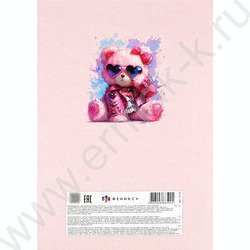 Картон цв+бум.цв А4 26л 10цв(10л)/ 8цв(16л) "Розовый мишка" блок - газетная бумага, мелованный к NEW | Фото 6