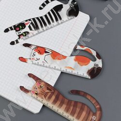 Закладка-линейка "Веселые коты" 10см набор 3шт NEW | Фото 4