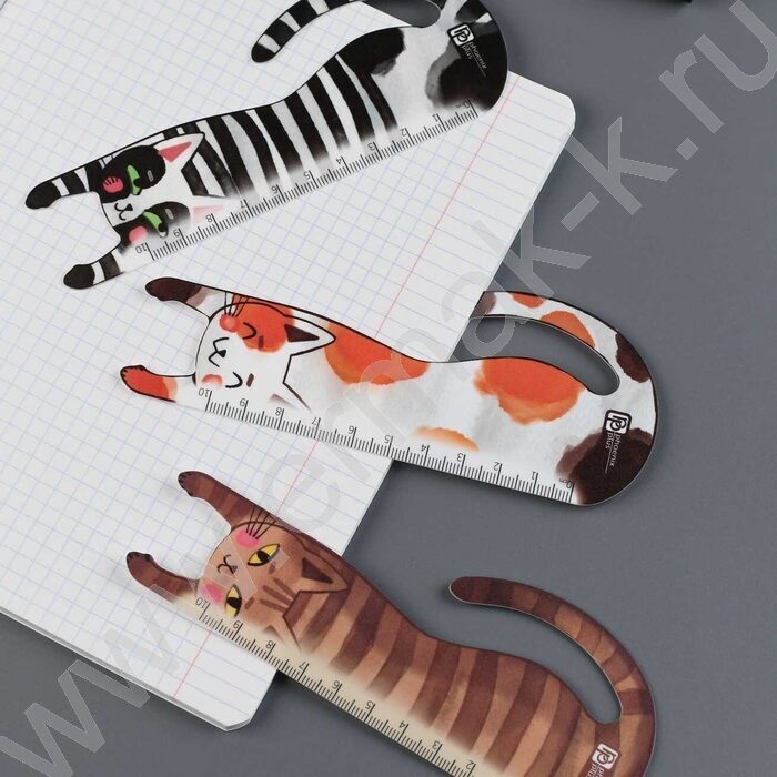 Закладка-линейка "Веселые коты" 10см набор 3шт NEW | Фото 4