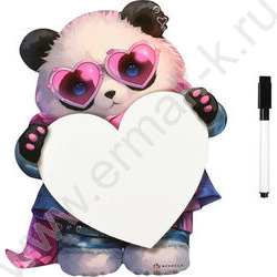 Доска магнитная c полем для рисования и письма + 1маркер,мел.бумага Панда в очках/200*250мм NEW | Фото 1
