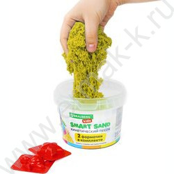 Кинетический песок с формочками-2шт, ведерко /желтый 500 гр NEW | Фото 3