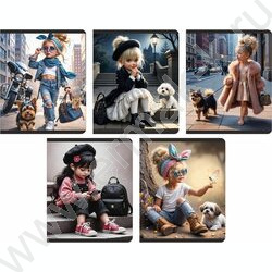 Тетрадь  48л клетка "Маленькая модница" /мел.карт., лам. soft touch /ассорти NEW | Фото 1