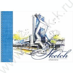 Скетчбук  35л 290*200 спираль сбоку "Мегаполис" /тв.обл., офсетная бумага  160 г/кв.м NEW | Фото 1