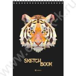 Скетчбук  40л А5 спираль сверху "Тигр" /твердая подложка, черная бумага  80г/кв.м NEW | Фото 1