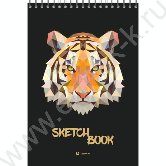 Скетчбук  40л А5 спираль сверху "Тигр" /твердая подложка, черная бумага  80г/кв.м NEW | Фото 1