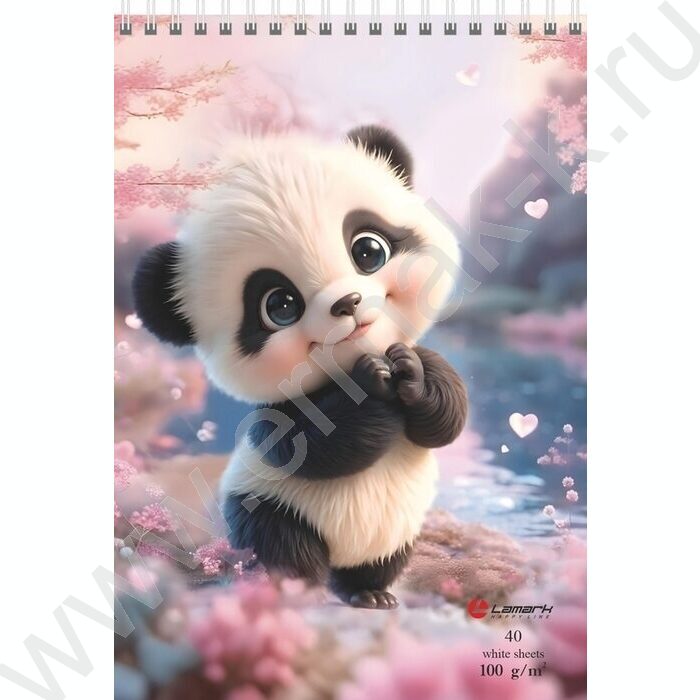 Скетчбук  40л А5 спираль сверху "Пандочка" /твердая подложка, 100г/кв NEW | Фото 1
