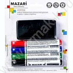 Маркер д/маркерных досок /набор  4цв/ 2-3мм круг /с губкой-стирателем NEW | Фото 1
