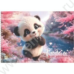 Альбом д/рисования-спираль 40л "Пандочка" /металлизированный картон NEW | Фото 1